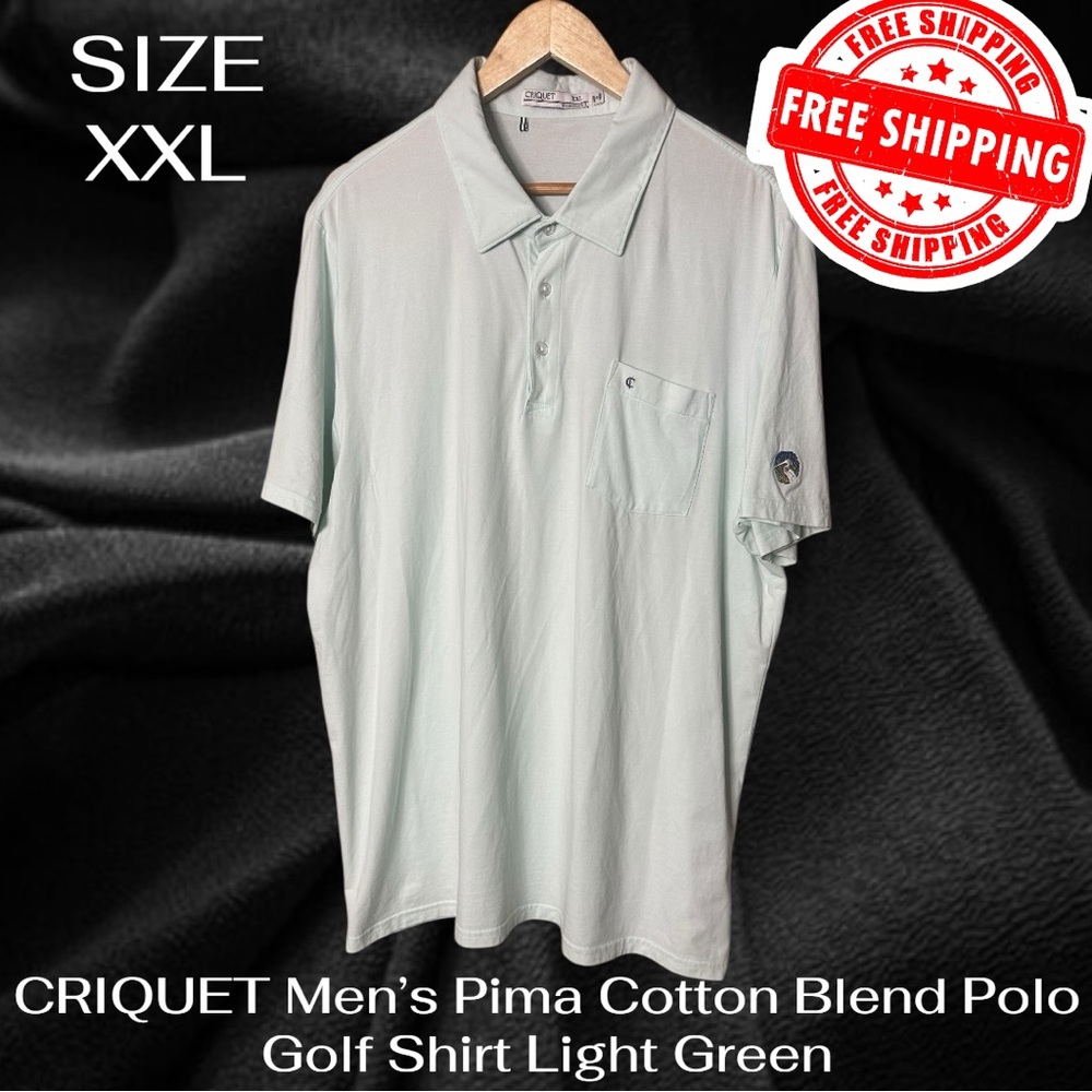 Criquet Light Teal Short Sleeve Polo Shirt Men's Pima Cotton Blend XXL FREE SHIP